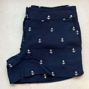 LOFT short- size 00, navy linen w/embroidered anchors, gently worn